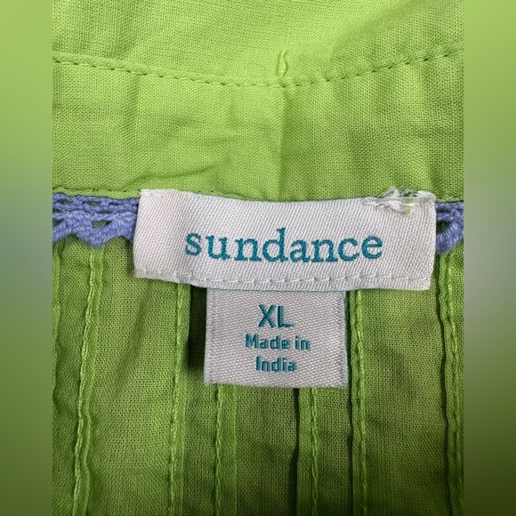 Sundance Womens Short Sleeve Cotton Top Size XL Green Lightweight Normcore Flowy - Picture 2 of 8